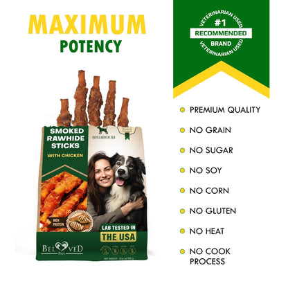 Chicken-Wrapped Rawhide Sticks for Dogs