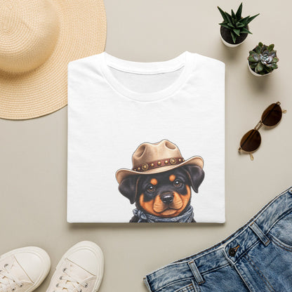 Cowboy Rottweiler T-Shirt Cute Puppy in Cowboy Hat