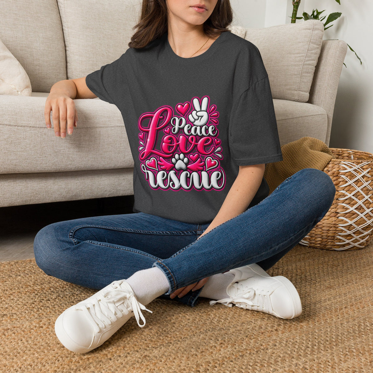 Rescue Love T-Shirt — "Peace Love Rescue" Pet Rescue Animal Advocate Tee