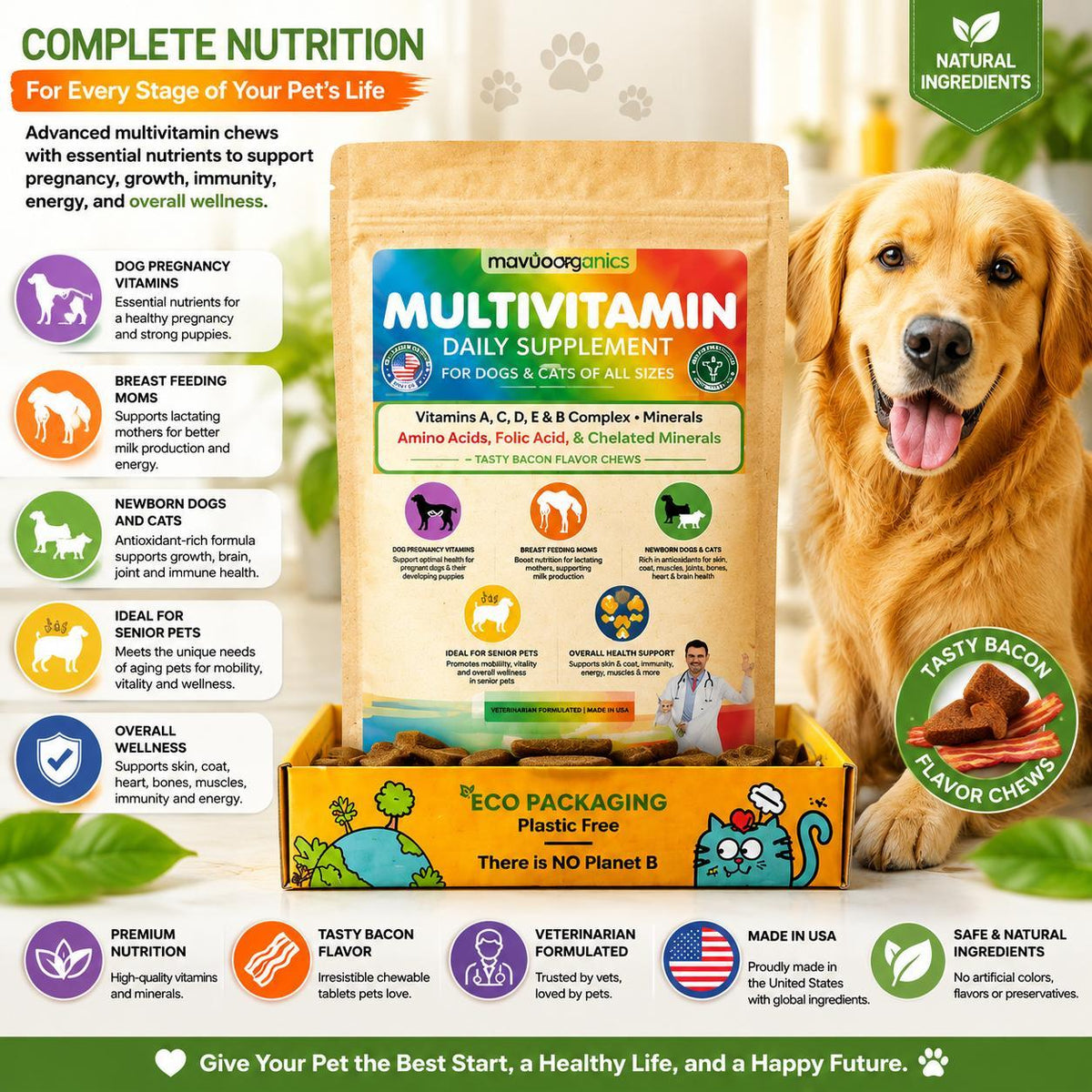 Prenatal Dog & Cat Vitamins Multivitamin Supplement