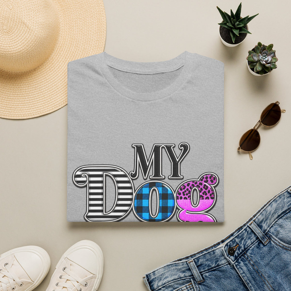 My Dog Is My Heart T-Shirt — Colorful Plaid