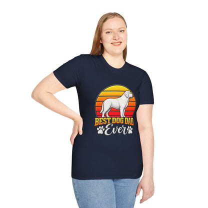 Best Dog Dad Ever T-Shirt — Retro Labrador Paw Print Dad Tee