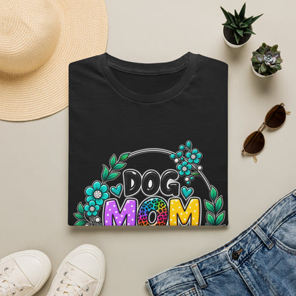 Dog Mom T-Shirt — Colorful Floral Paw Print Tee for Pet Lovers