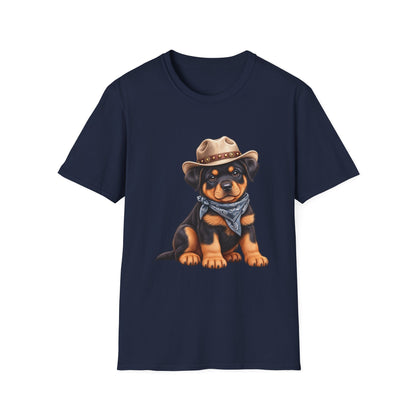 Cowboy Rottweiler T-Shirt Cute Puppy in Cowboy Hat