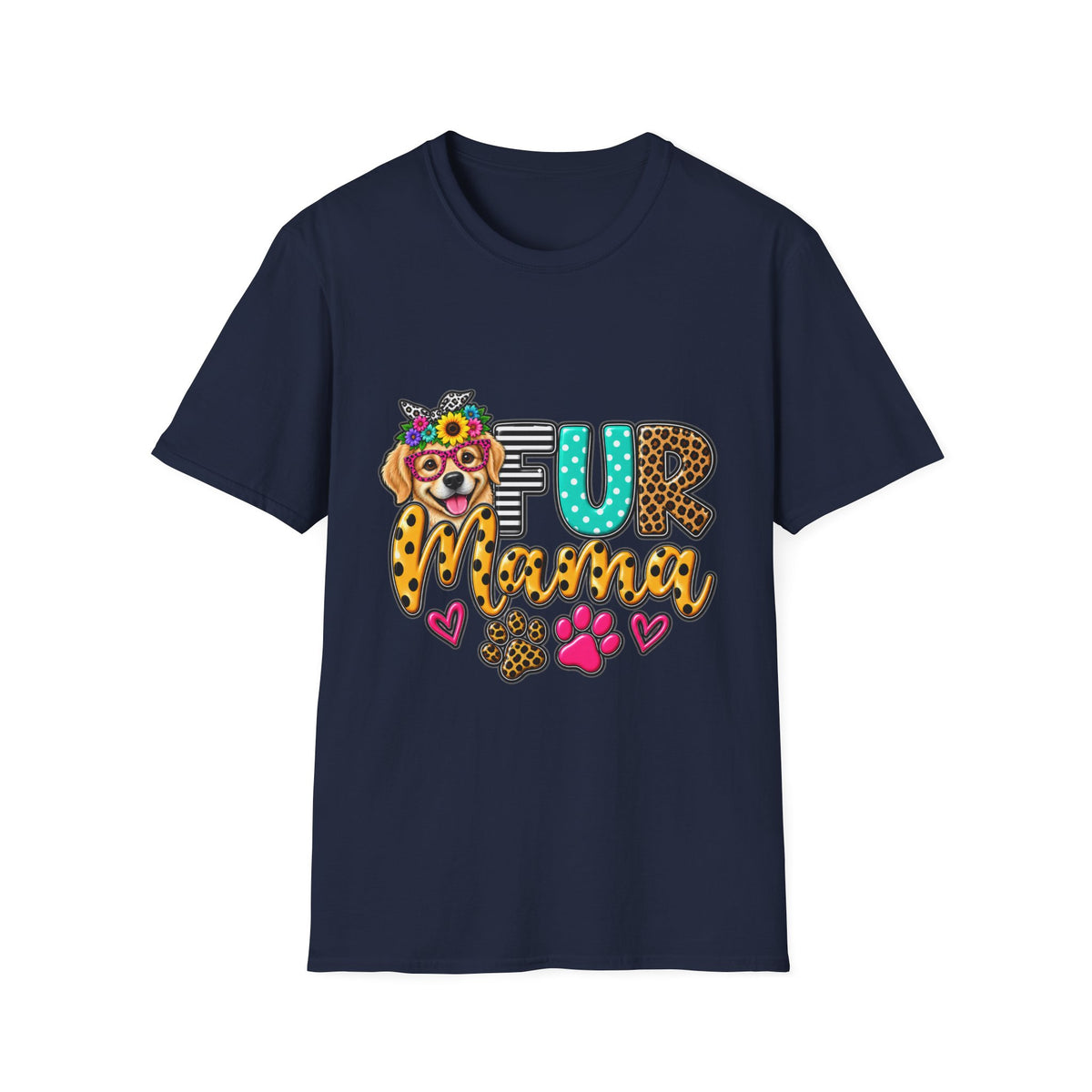 Fur Mama Leopard Dog Paw Graphic T-Shirt