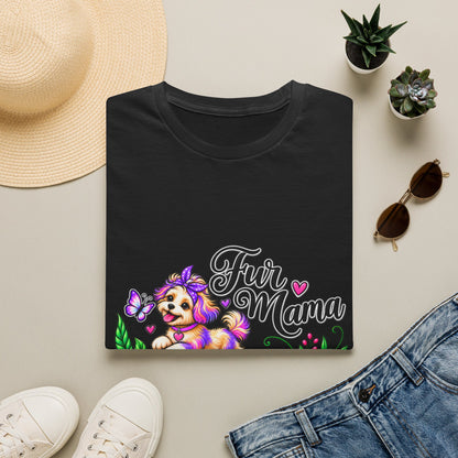 "Fur Mama" Colorful Puppy Floral Graphic Tee