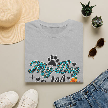 Dog Mom T-Shirt — "My Dog is My Doorbell" Floral Paw Tee