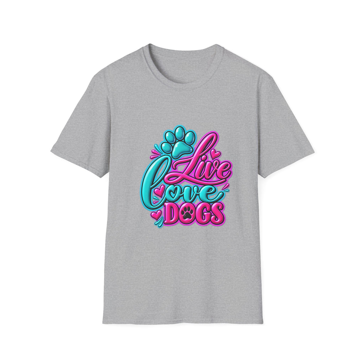 T-Shirt — Live Love Dogs Colorful Paw Graphic