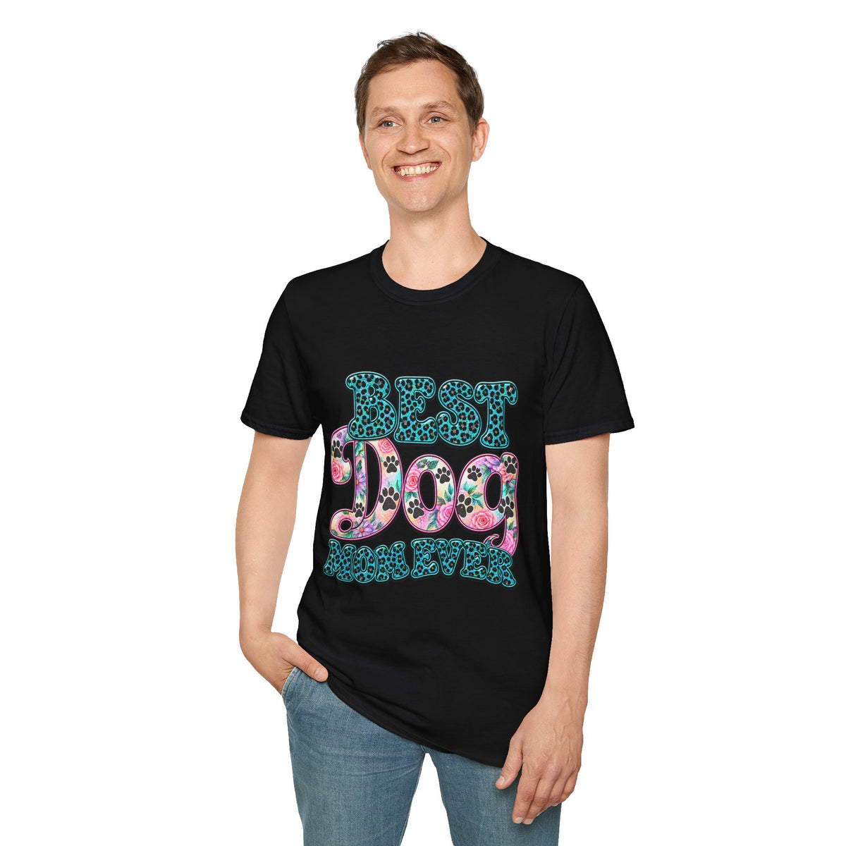 Best Dog Mom T-Shirt — Floral Leopard Pet Lover Tee