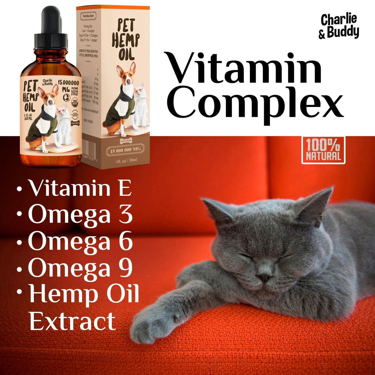 Charlie Buddy Hemp Oil for Dogs & Cats