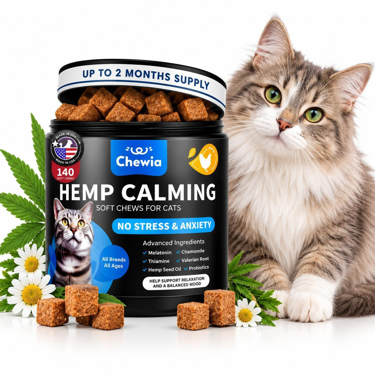 Cat Calming Treats with Hemp & Melatonin Chews