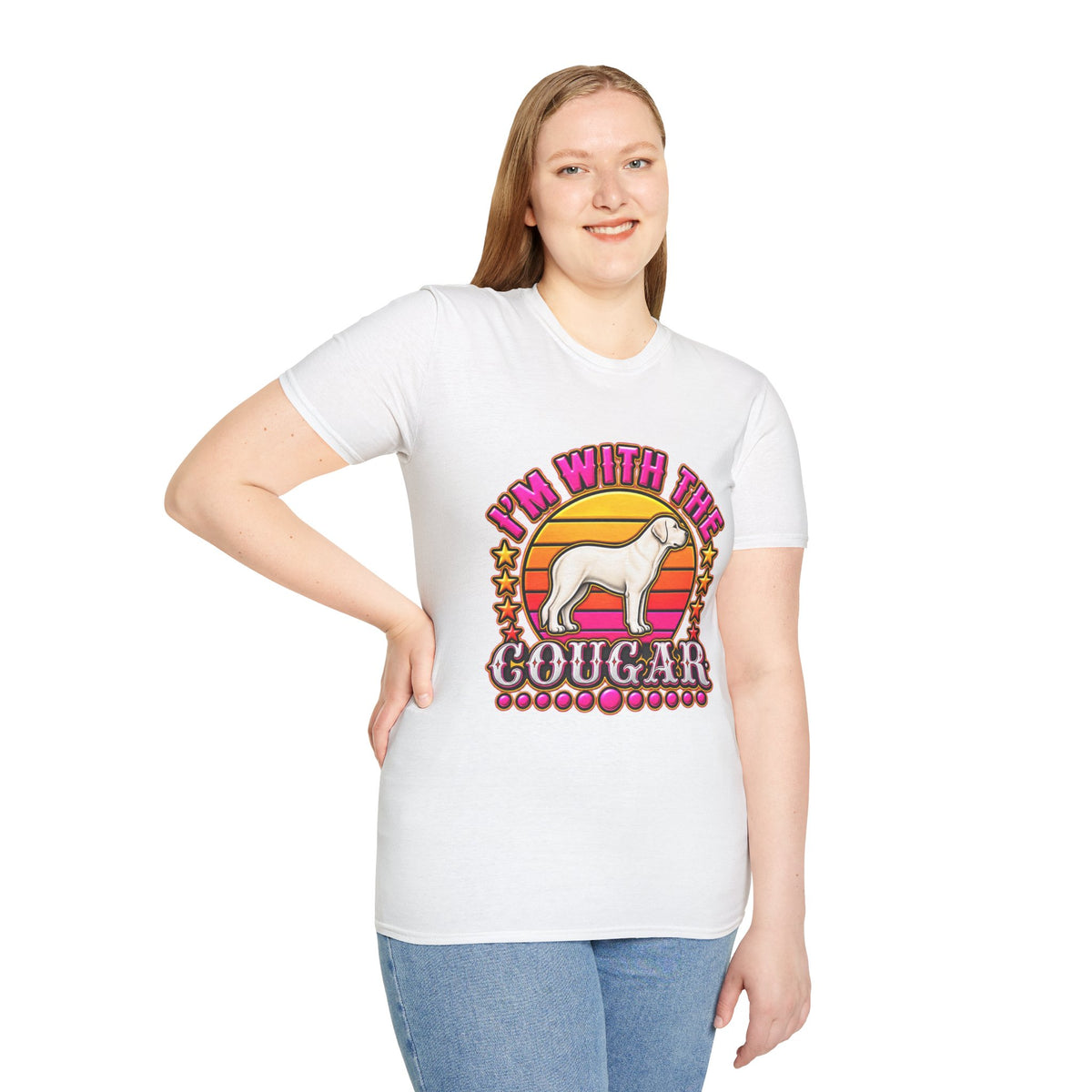 I'm With the Cougar T-Shirt – Retro Sunset Cougar Graphic Tee