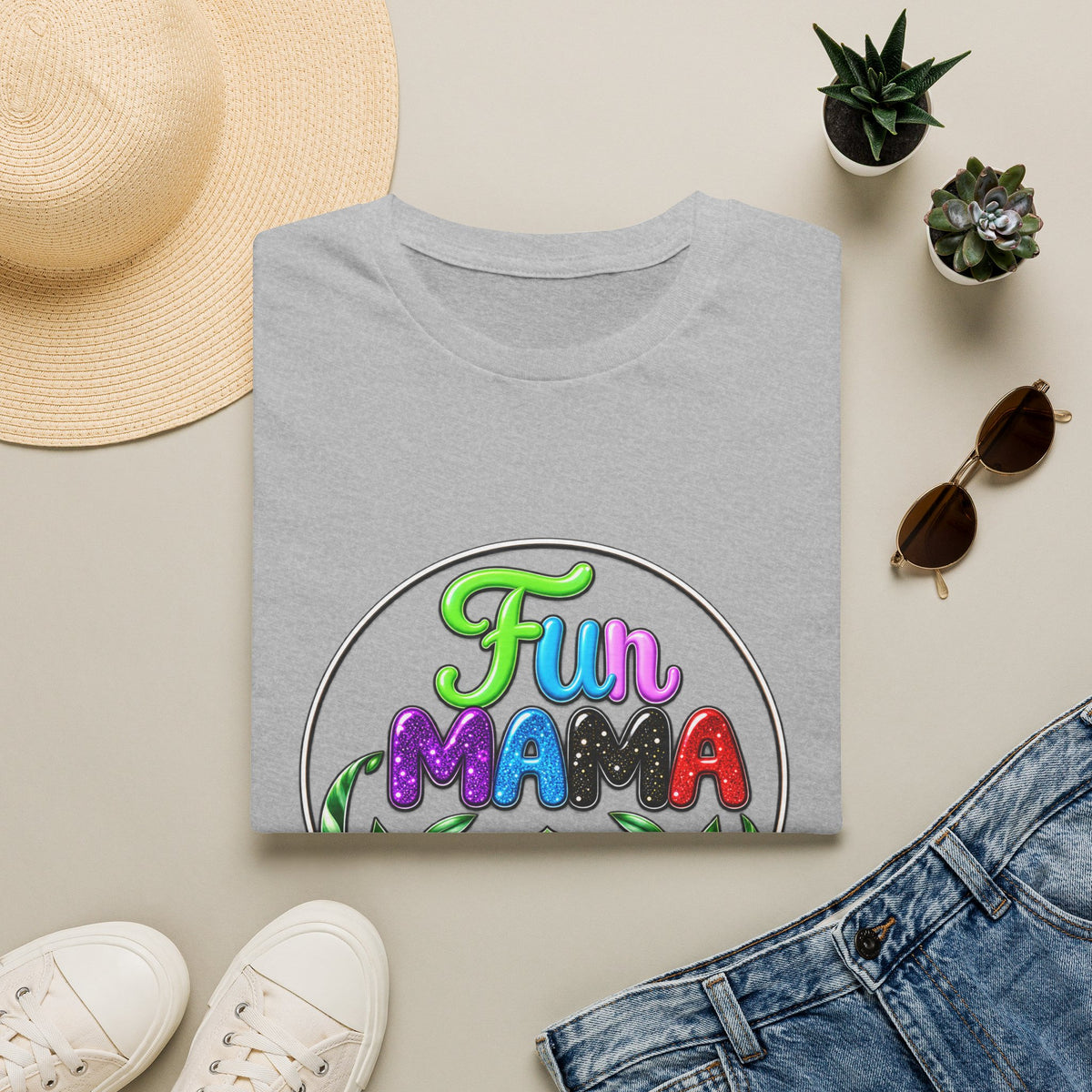 Fun Mama T-Shirt — Colorful Floral Succulent Mom Tee
