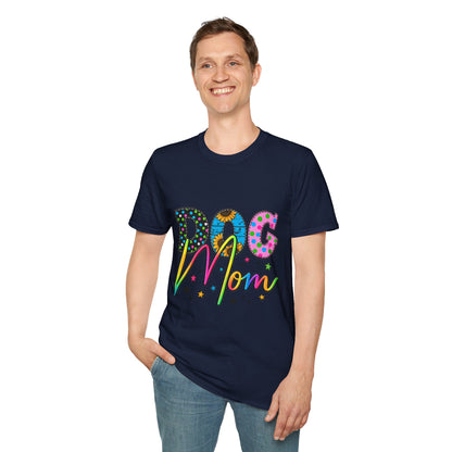 Dog Mom T-Shirt  Colorful Floral & Polka Dot Graphic