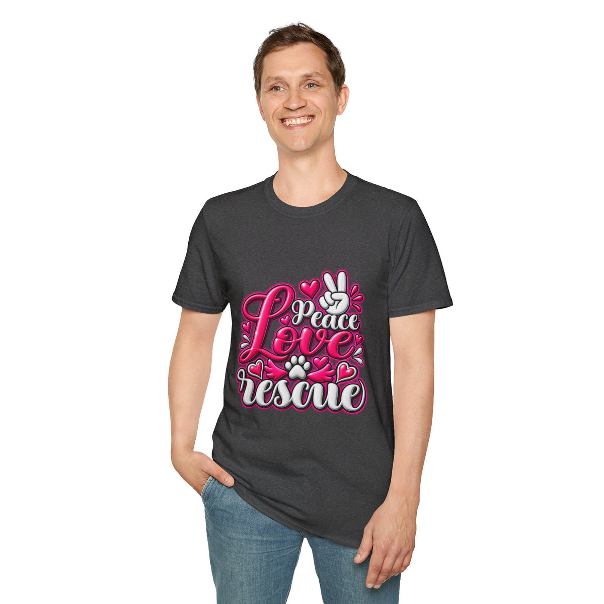 Rescue Love T-Shirt — "Peace Love Rescue" Pet Rescue Animal Advocate Tee