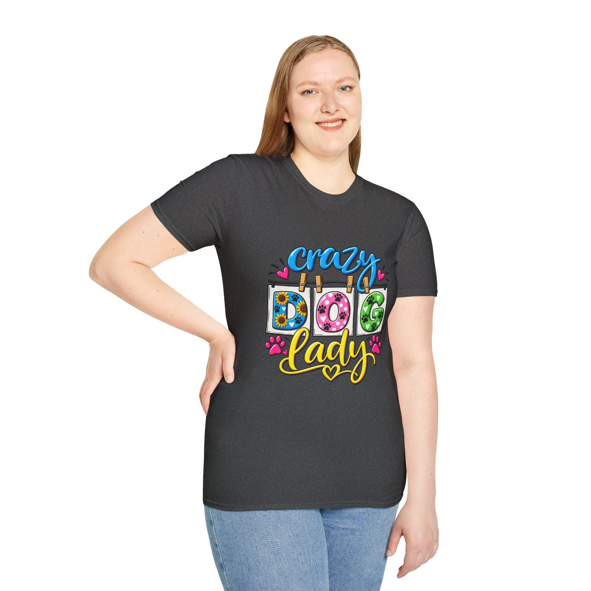 Crazy Dog Lady T-Shirt — Cute Floral & Paw Print Design
