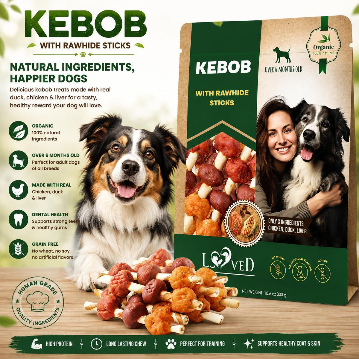 Kabobs Duck & Chicken Rawhide Dog Treats