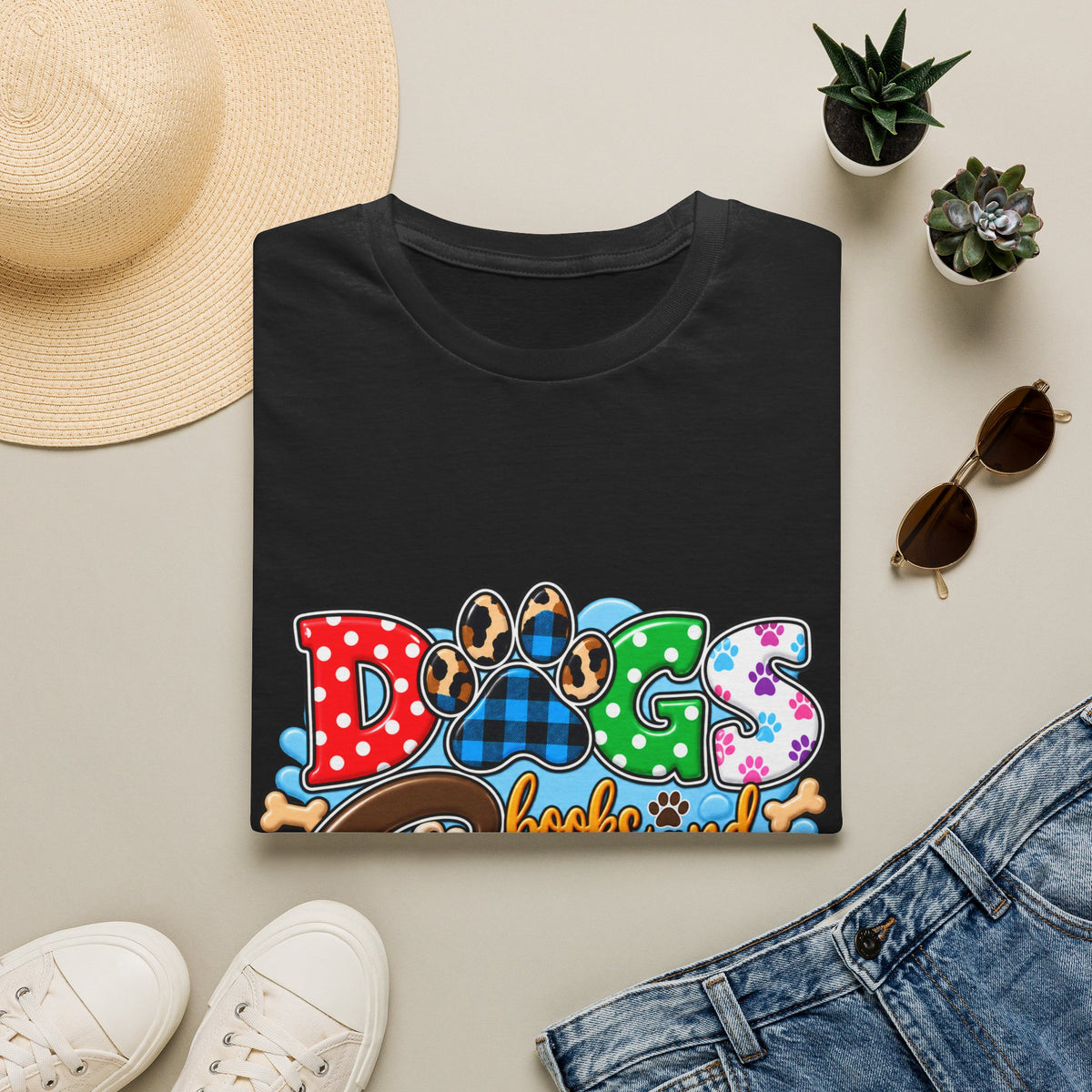 Dog Mom T-Shirt — "Dogs, Books and Coffee"