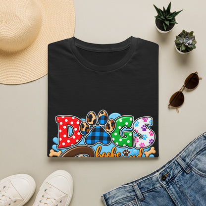 Dog Mom T-Shirt — "Dogs, Books and Coffee"