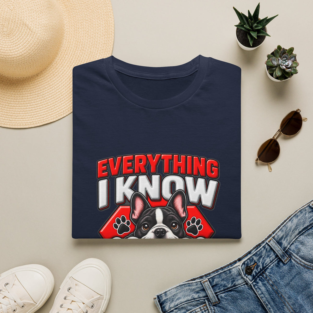 "Everything I Know I Learned From Dogs" Cute Puppy Graphic Tee