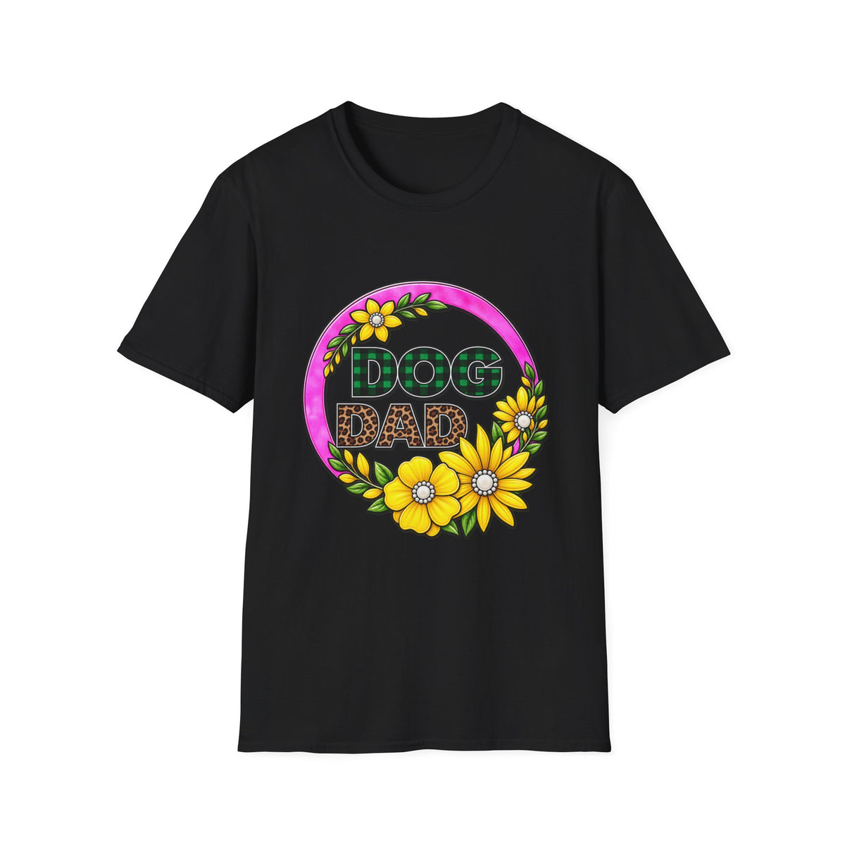 Dog Dad T‑Shirt — Floral Plaid Pet Lover Tee