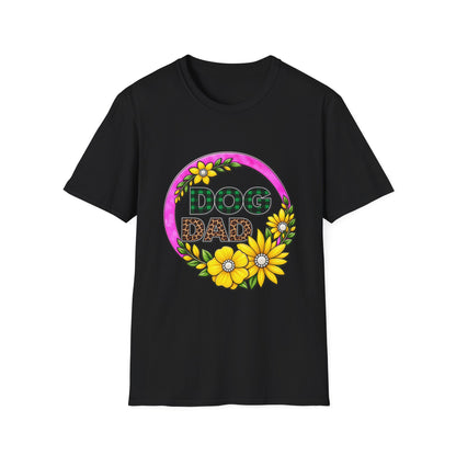 Dog Dad T‑Shirt — Floral Plaid Pet Lover Tee
