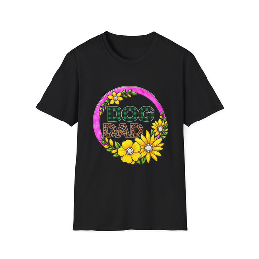 Dog Dad T‑Shirt — Floral Plaid Pet Lover Tee