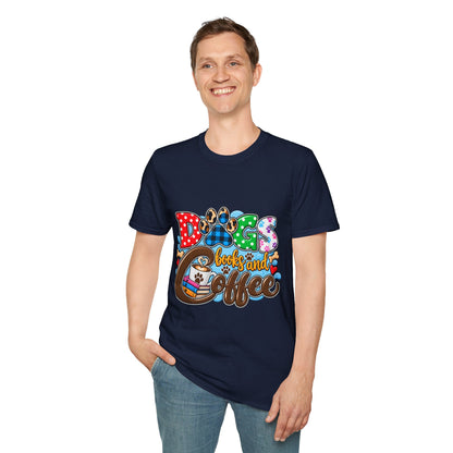 Dog Mom T-Shirt — "Dogs, Books and Coffee"