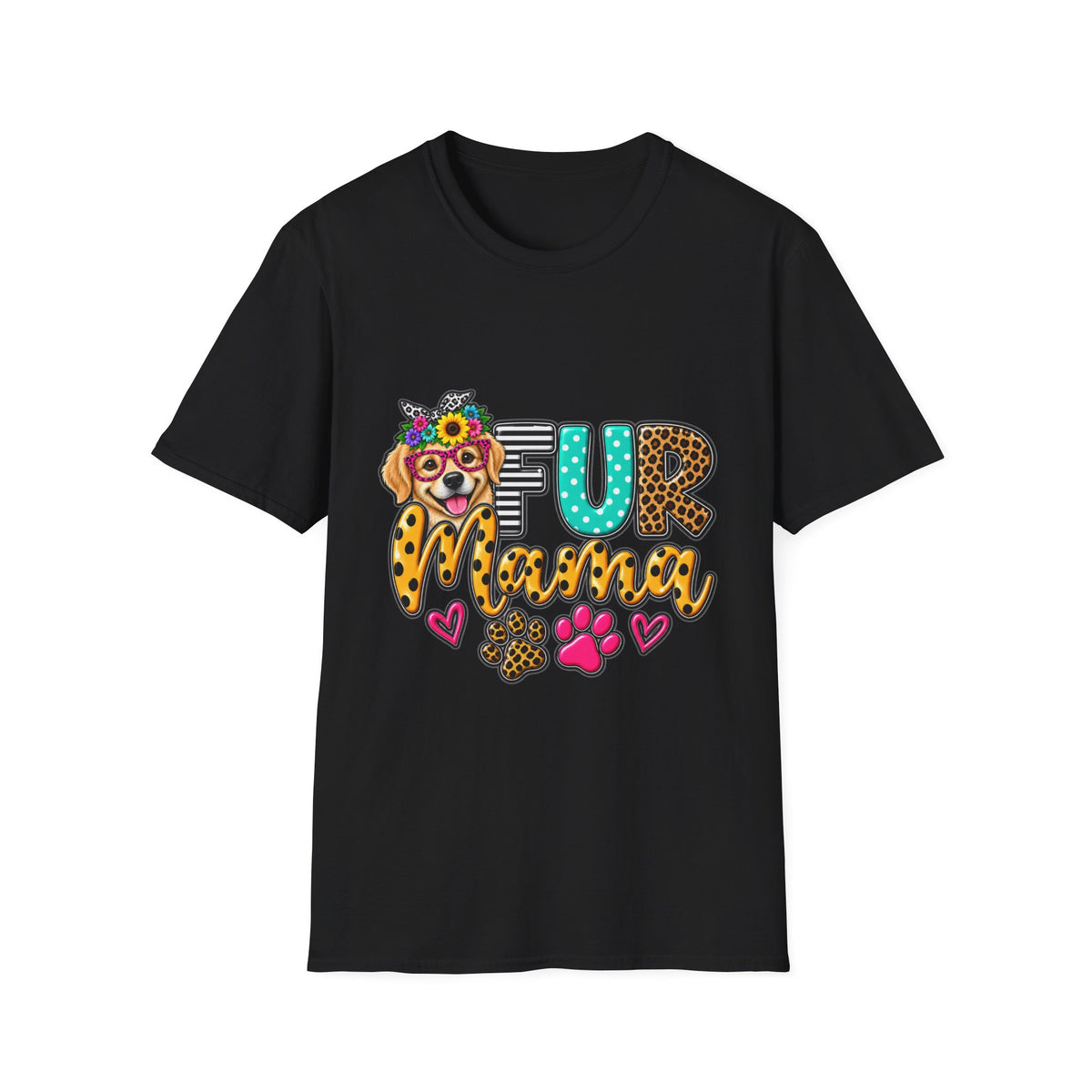 Fur Mama Leopard Dog Paw Graphic T-Shirt