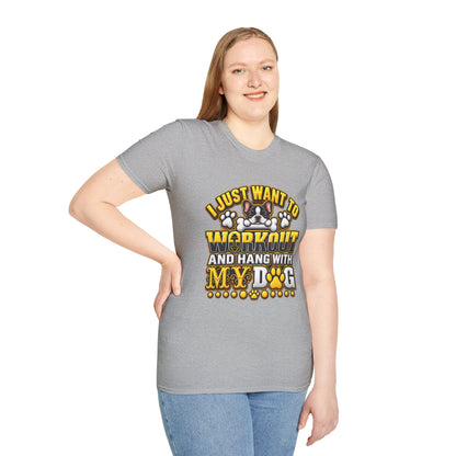 Workout & Hang With My Dog T-Shirt — Funny Dog Lover Fitness Tee