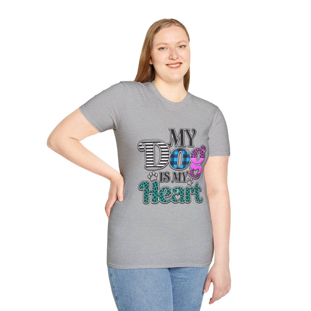 My Dog Is My Heart T-Shirt — Colorful Plaid