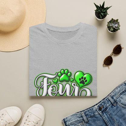 Dog Mama T-Shirt — "Fur Mama" Green Paw Print Tee