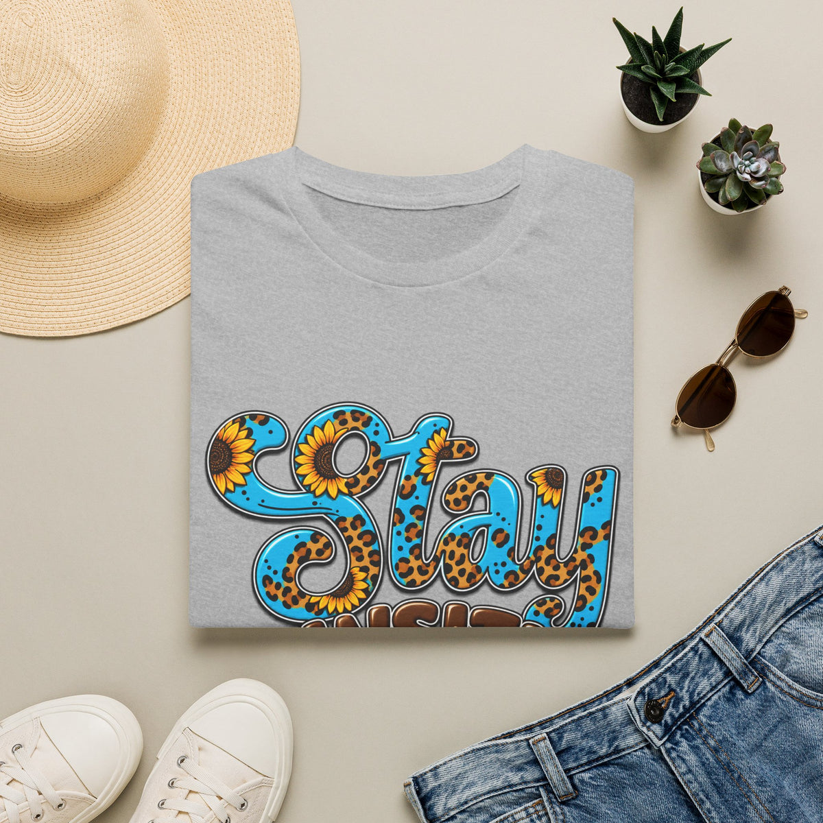 T-Shirt — "Stay Pawsitive" Floral Leopard Dog Graphic Tee