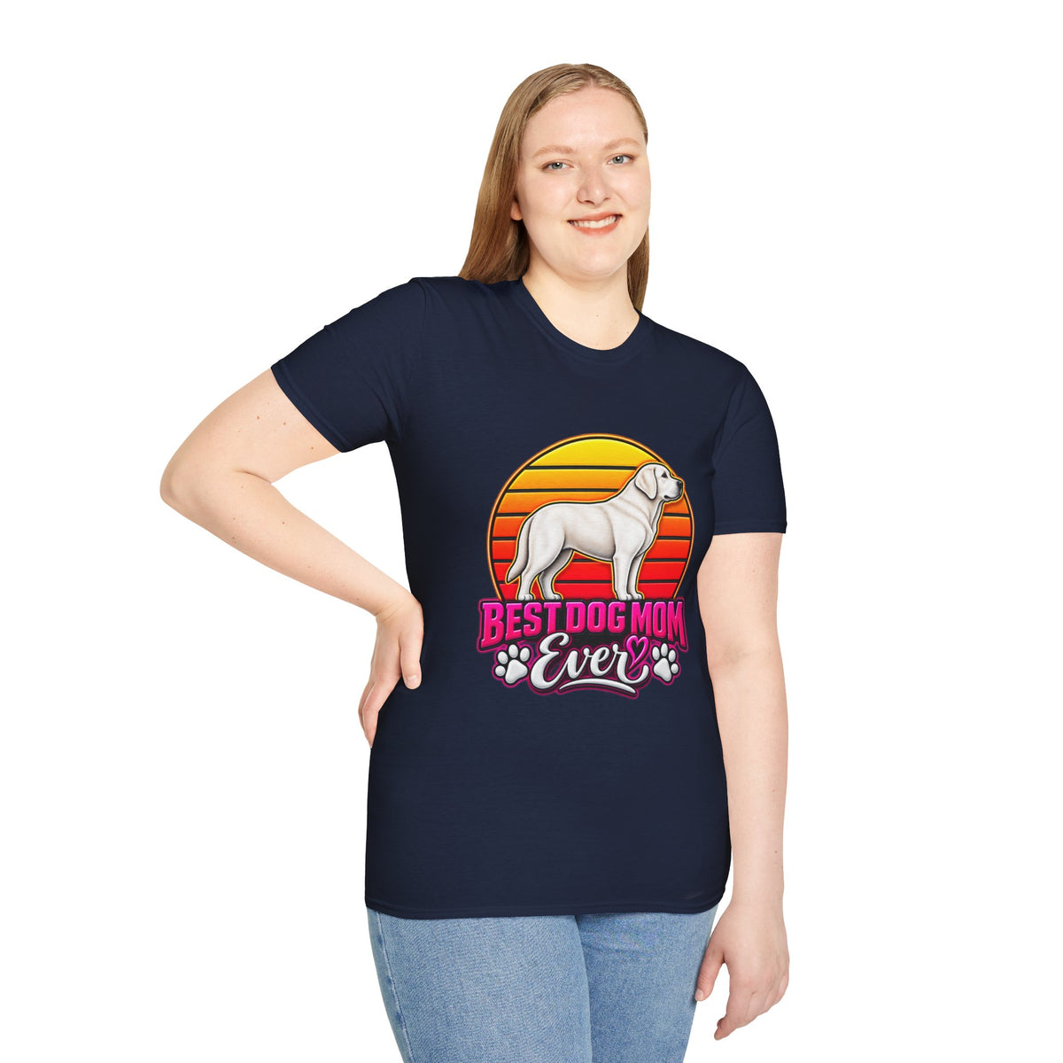 Best Dog Mom Ever T-Shirt – Retro Sunset Labrador Dog Mom Gift