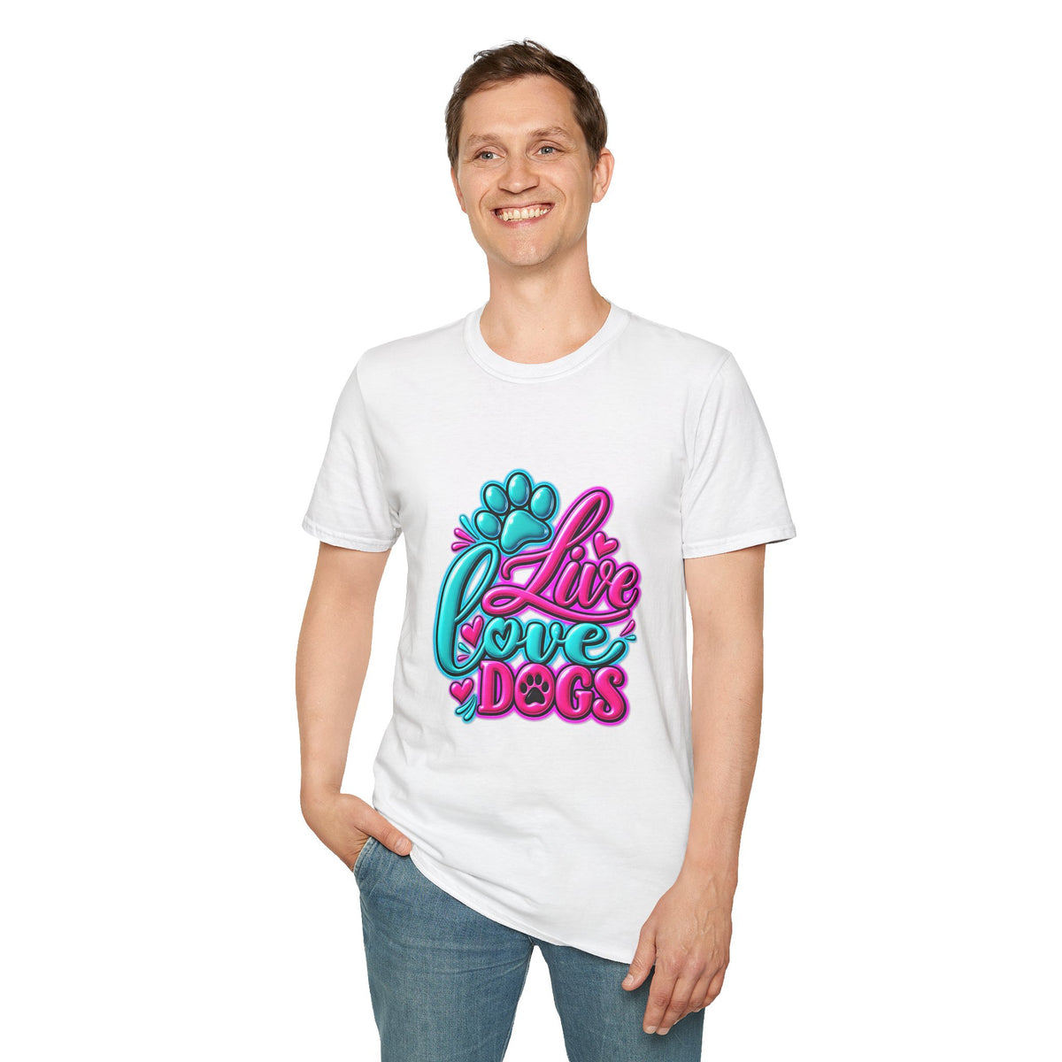 Live Love Dogs Graphic T-Shirt – Cute Paw Print Dog Lover Tee