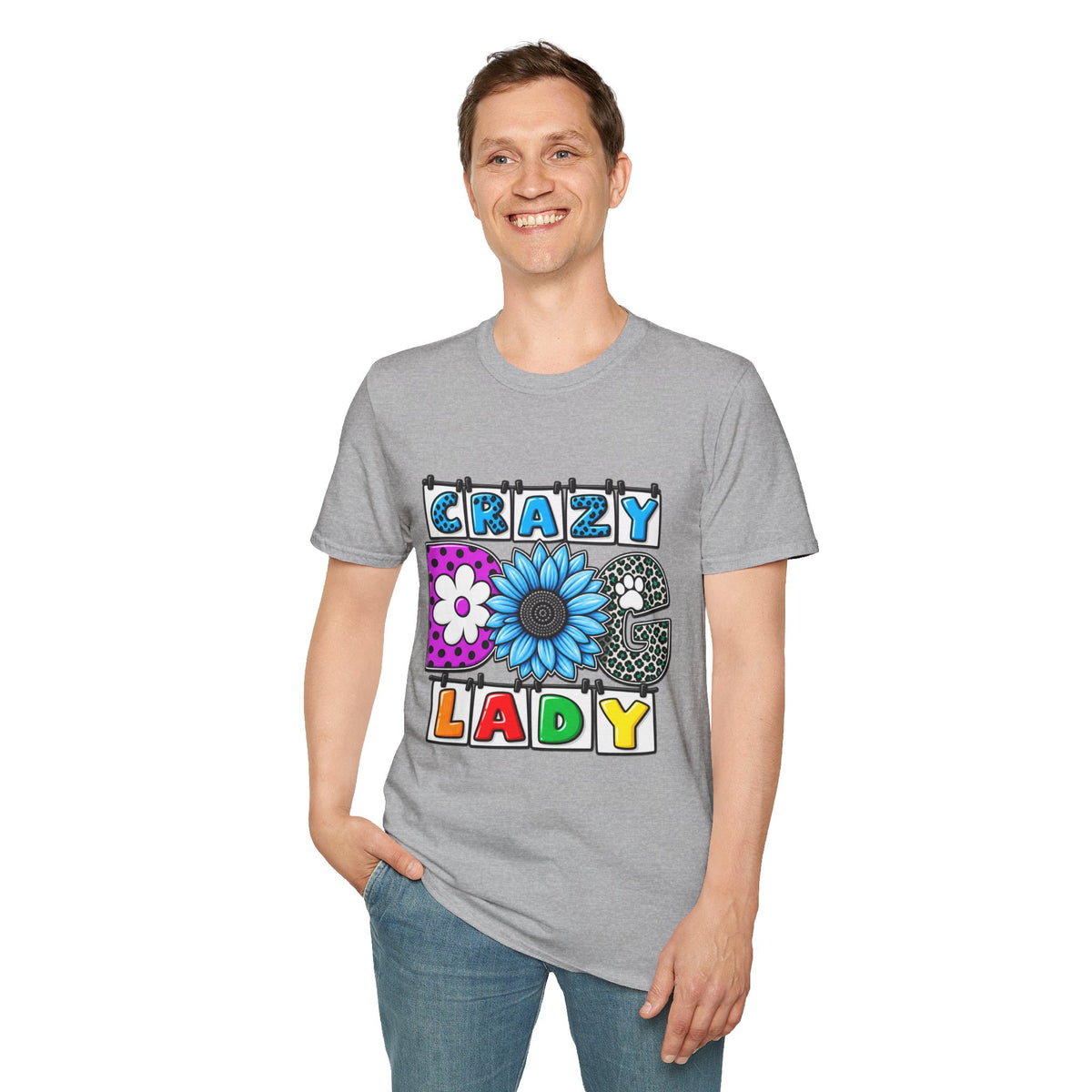 Crazy Dog Lady T-Shirt — Colorful Floral Typography