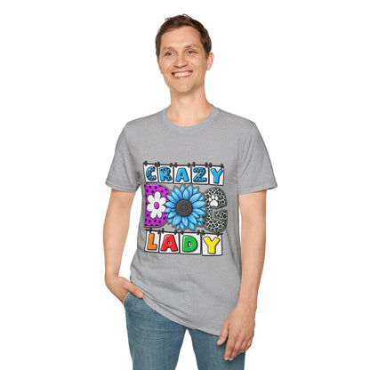 Crazy Dog Lady T-Shirt — Colorful Floral Typography