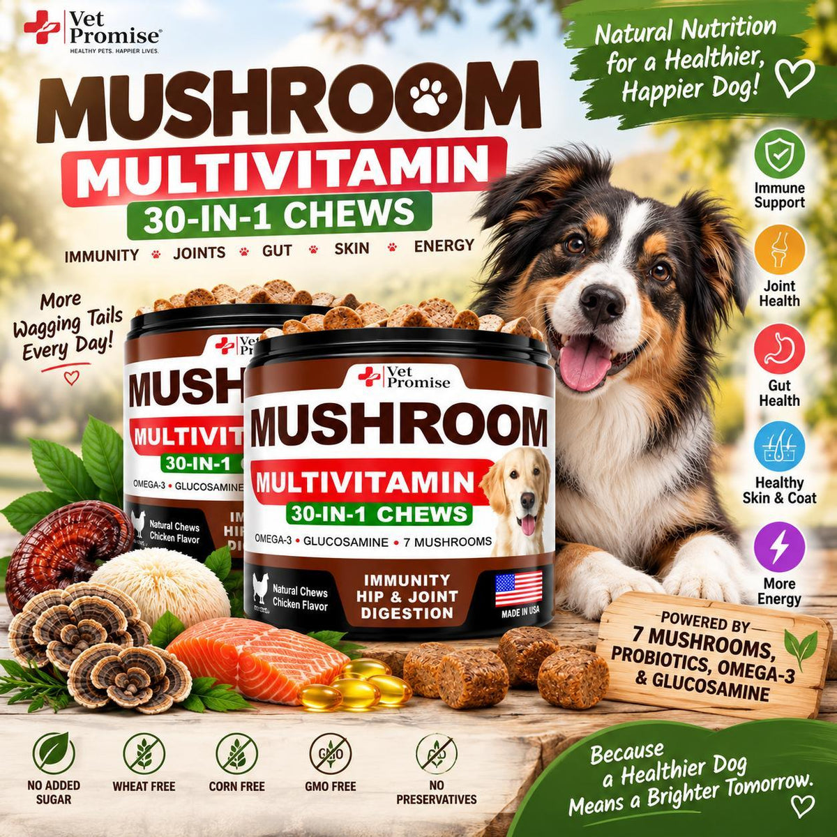 Mushroom Supplement for Dogs – 340 Chews