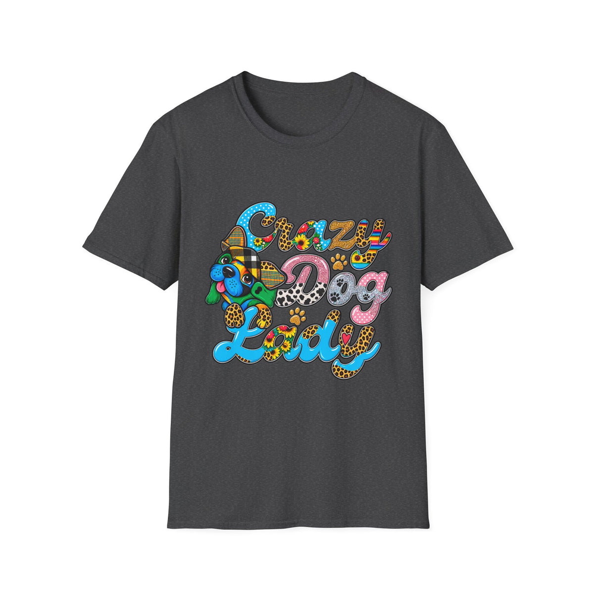 Crazy Dog Lady T-Shirt — Colorful Retro Dog Lover Tee
