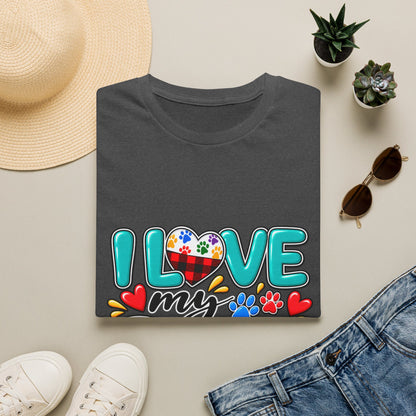I Love My Dog Colorful Paw Heart T-Shirt