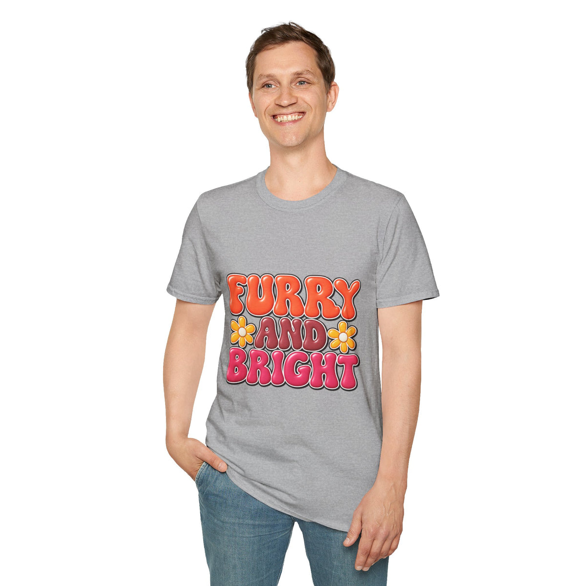Furry and Bright Retro Floral T‑Shirt