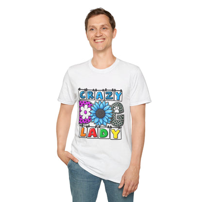 Crazy Dog Lady T-Shirt — Colorful Floral Typography