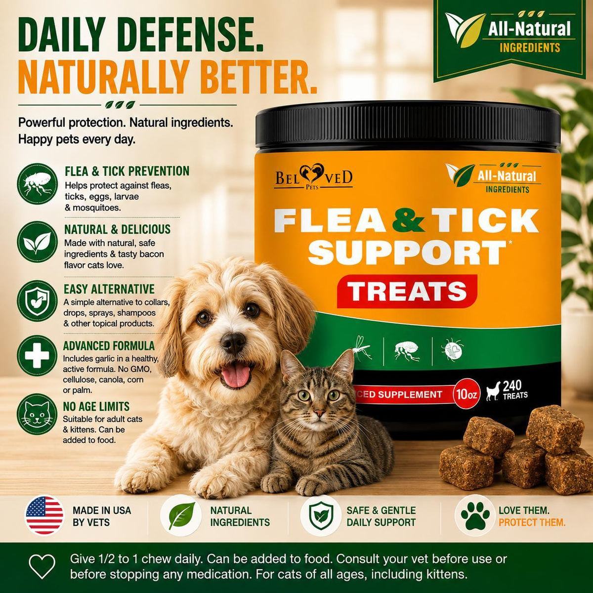 Flea and Tick Prevention Chews for Dog and Cats