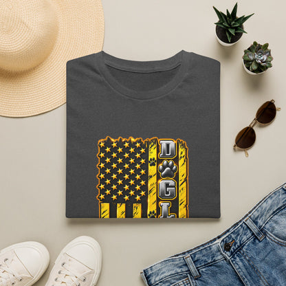 JCB Life Graphic T‑Shirt — Distressed Yellow American Flag Tractor Pride