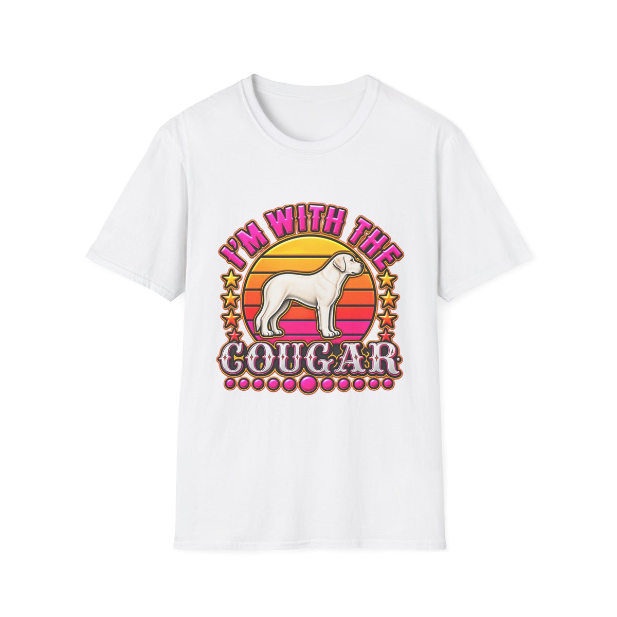 I'm With the Cougar T-Shirt – Retro Sunset Cougar Graphic Tee