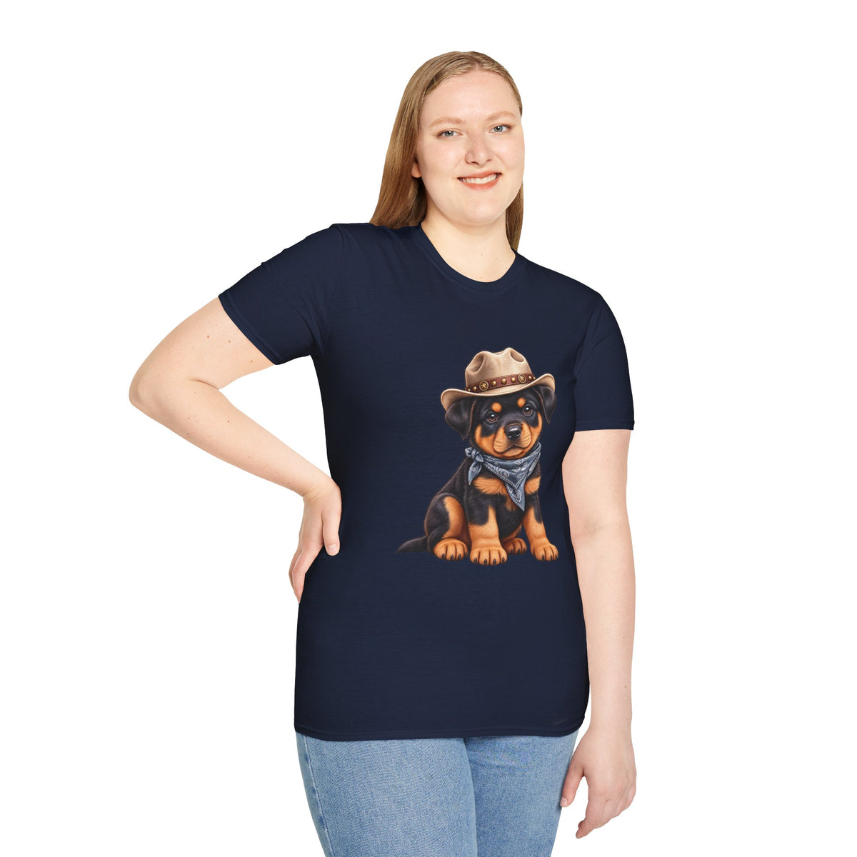 Cowboy Rottweiler T-Shirt Cute Puppy in Cowboy Hat