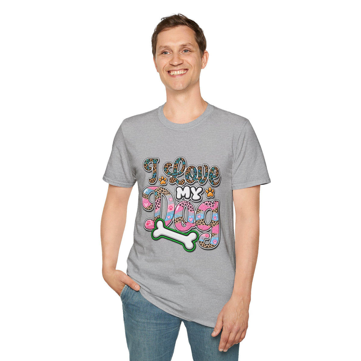 I Love My Dog T-Shirt — Colorful Paw