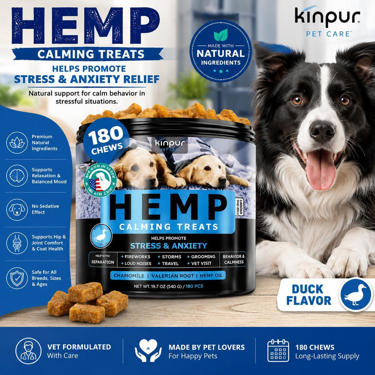 Calming Hemp Chews for Dogs Duck Flavor