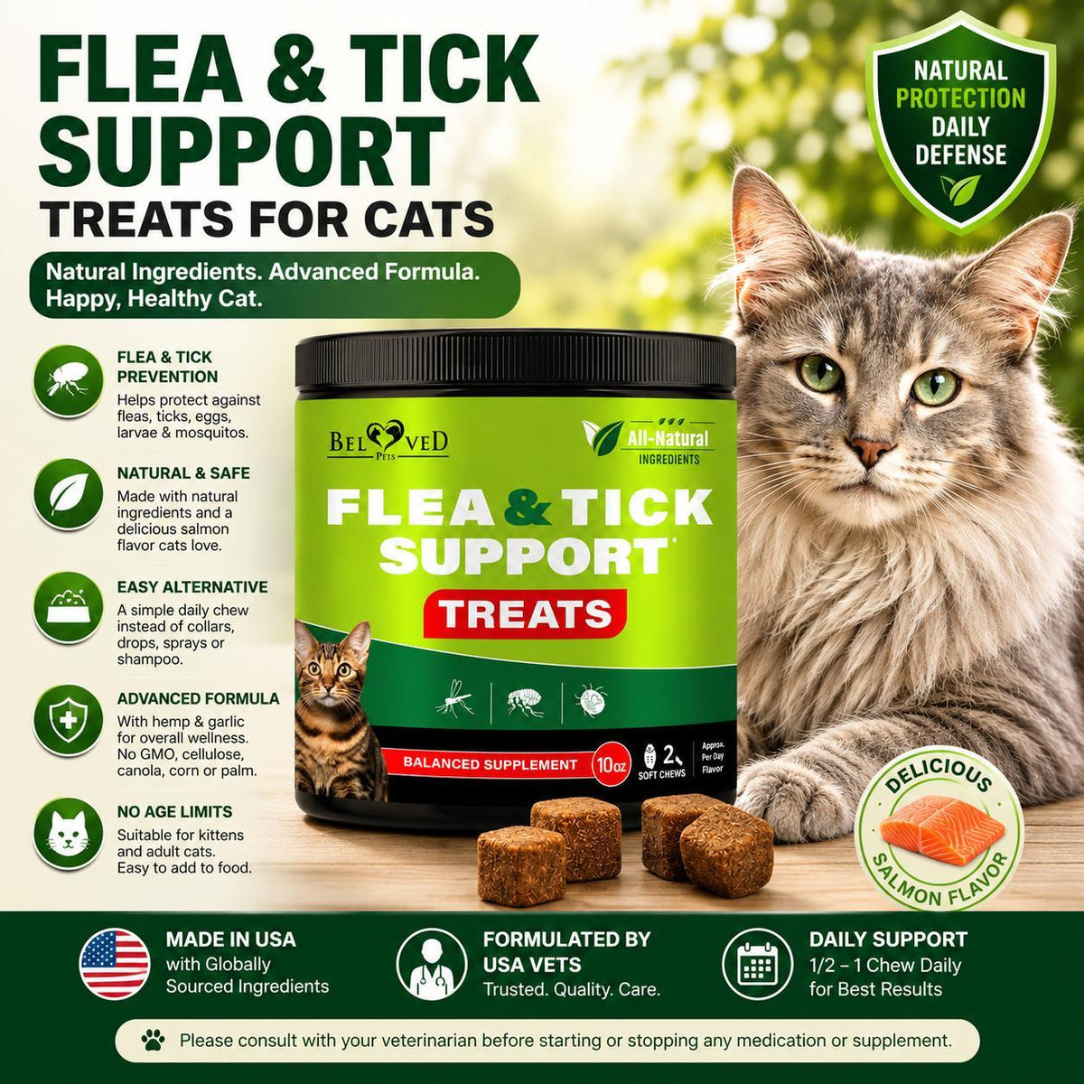 Flea and Tick Prevention Chewable Pills for Cats