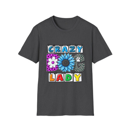 Crazy Dog Lady T-Shirt — Colorful Floral Typography